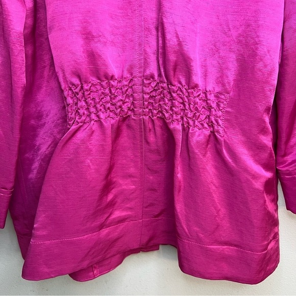 Charter Club Womens Blazer Full Zip Linen Viscose Sz L Pink Barbie Cruise Office - Picture 7 of 9